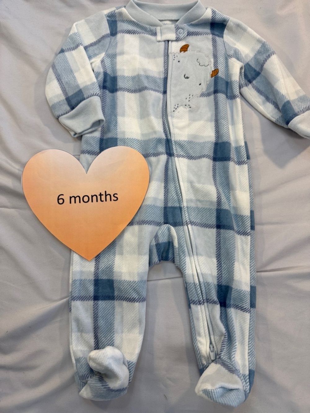 Carter's - Soft Blue and White Fleece Onesie/Sleeper